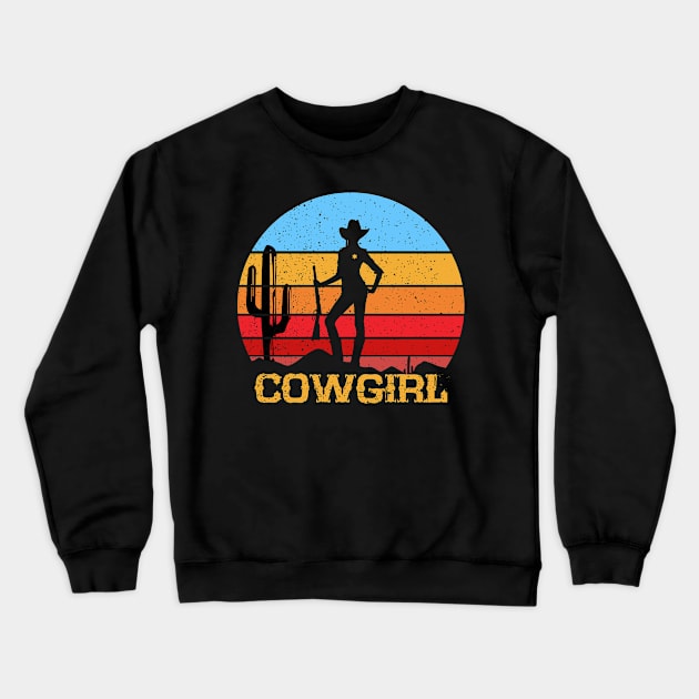 Cowgirl Retro Vintage Crewneck Sweatshirt by DARSHIRTS